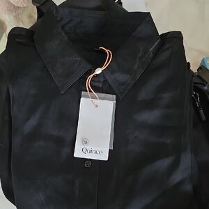 Quince Elegant Black Collared Shirt